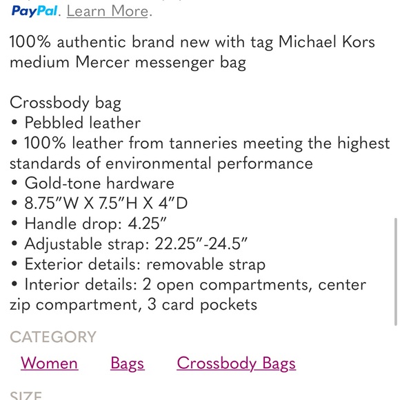 Michael Kors Medium Mercer Messenger Bag NWT - Picture 7 of 7